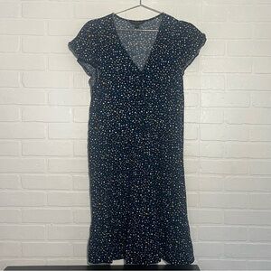 Banana Republic Womens Dress Navy Blue Flowy Rayon Dress Short Sleeves Medium